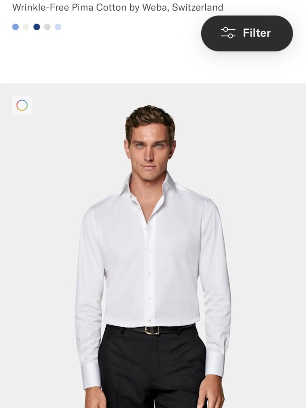 Men’s suit supply extra slim fit Egyptian Cotton shirt with wide spread collar - Picture 2 of 4